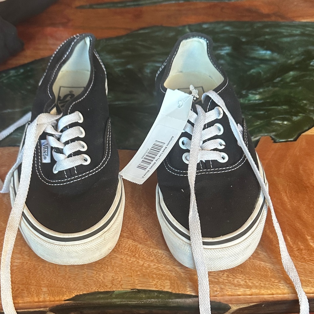 Vans Women's Black Canvas Sneakers with White Accents